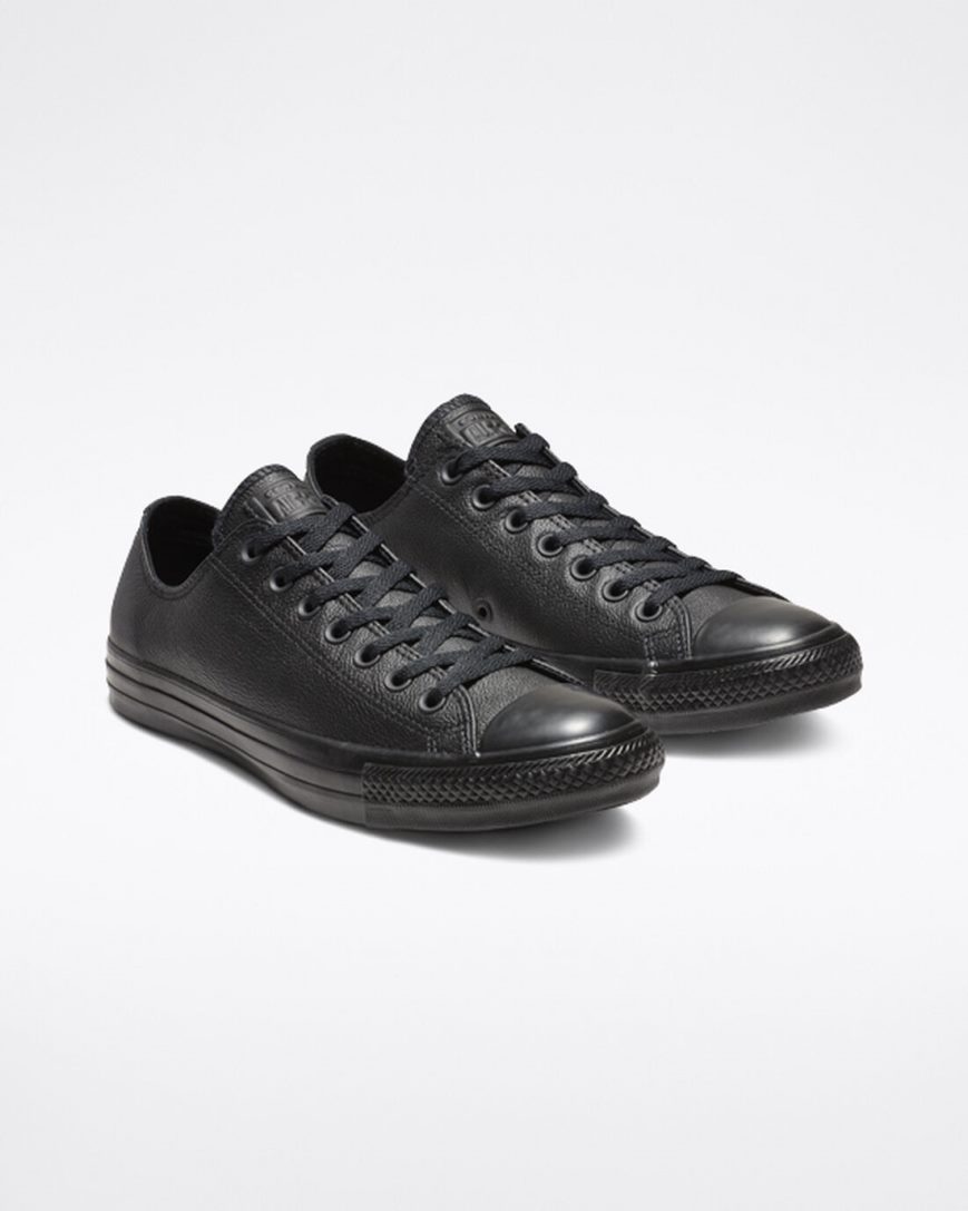 Women's Converse Chuck Taylor All Star Leather Low Top Shoes Black | AU 0CE19D